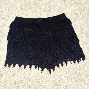 Black Express High Waist Lace Trim Shorts